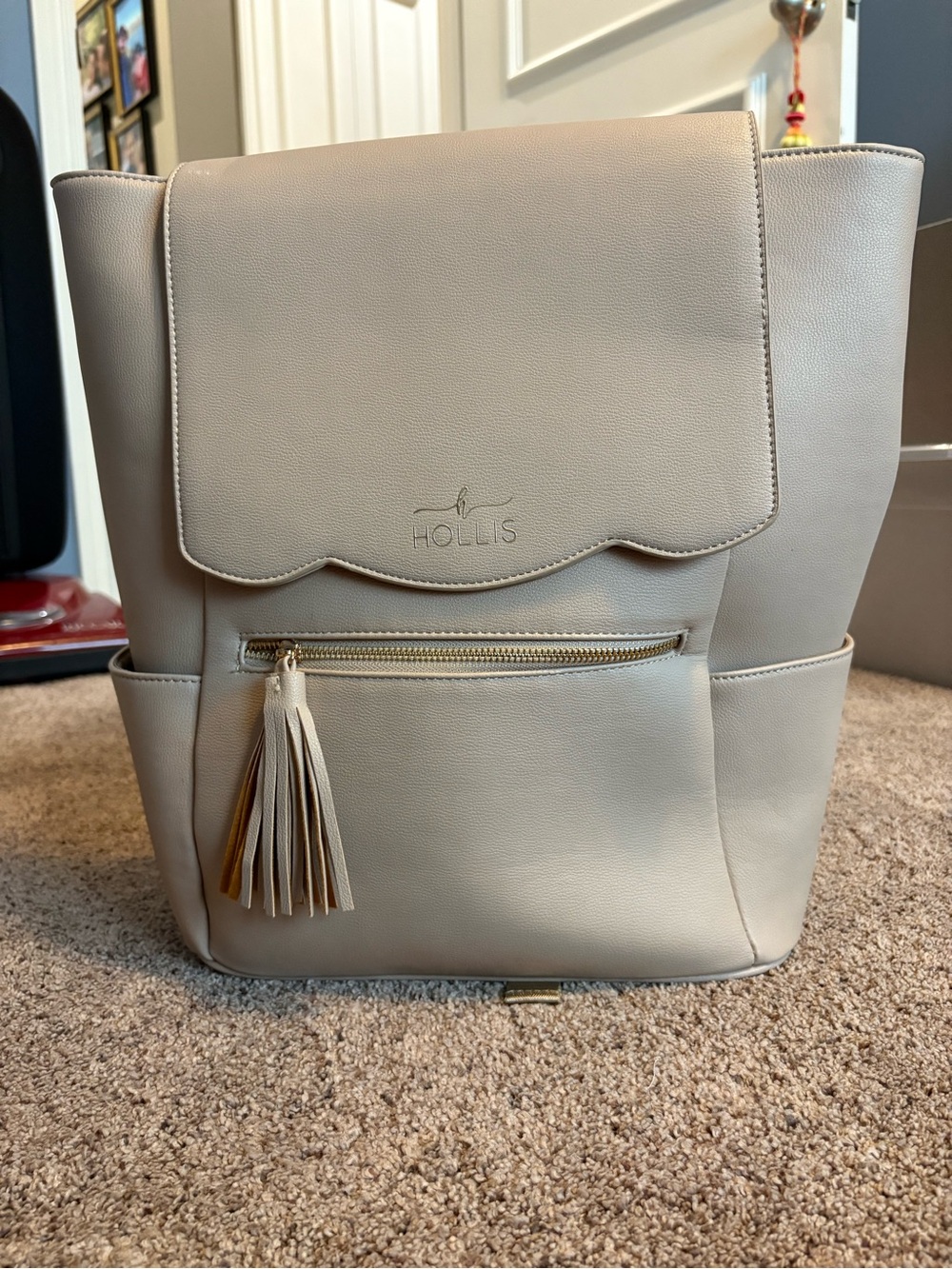 Hollis Cream Faux-Leather Women’s Backpack Tote